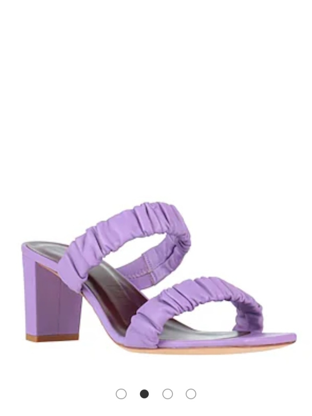 STAUD Lavender Ruched Double-Strap Block Heel Sandal